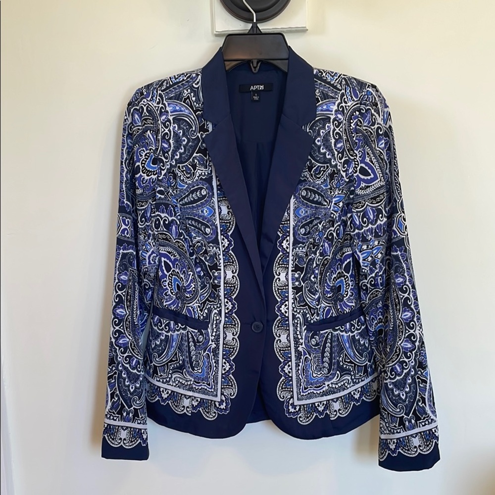 Apt. 9 Blue Paisley Blazer